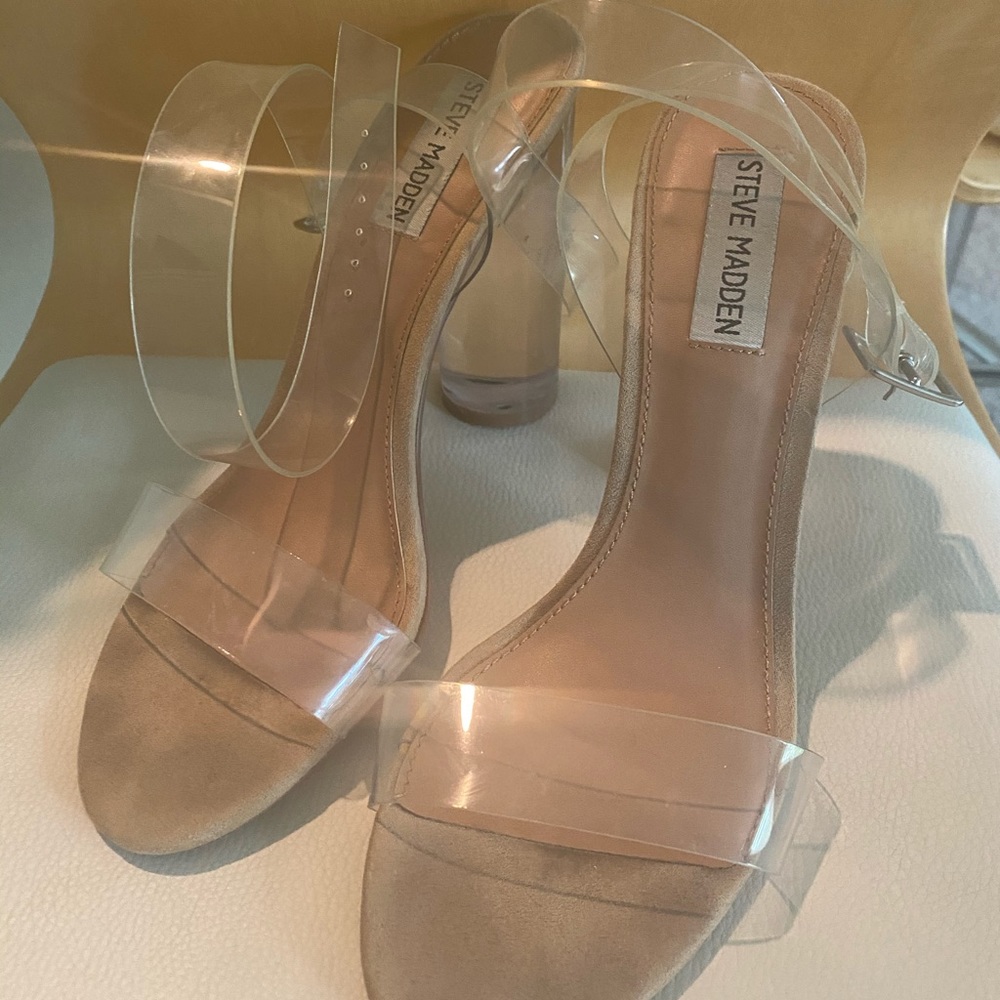 Steve Madden clear and nude heels